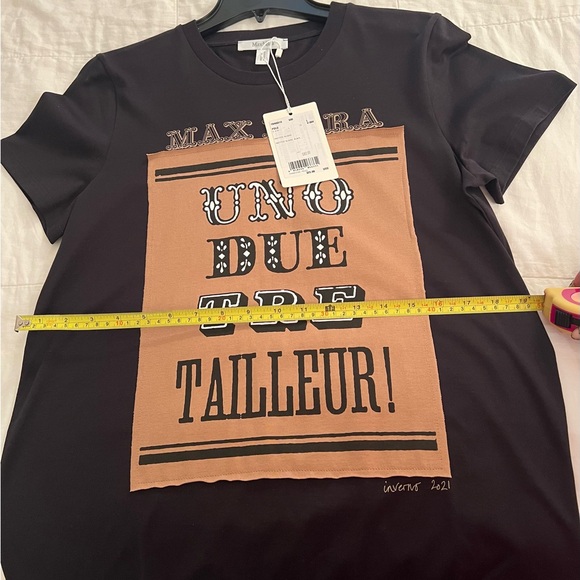 MAX MARA, Black SS T-shirt, Brown background & white outlining, size L.😍 - Picture 6 of 8